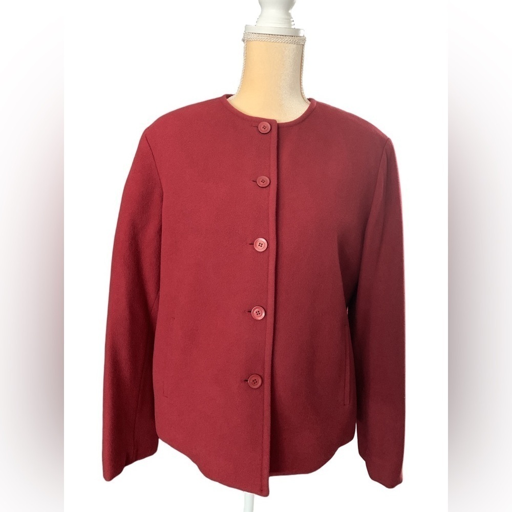 Vintage Rena Rowan Virgin Wool Blend Button Down Red Jacket